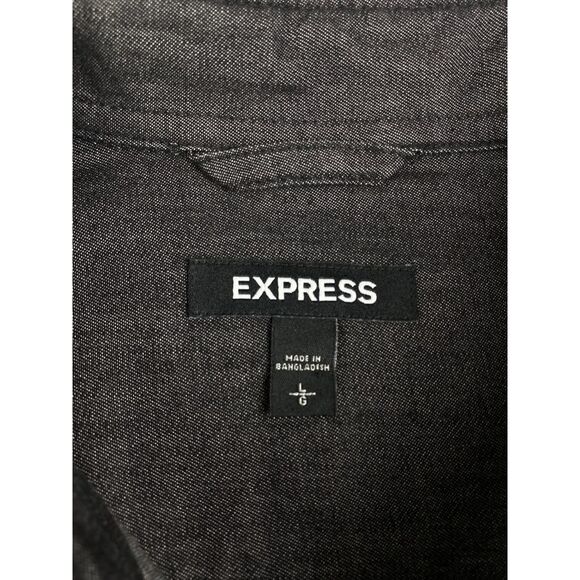 Express NYC Button Down Long Sleeve Shirt Mens Large Gray Casual O0189 - Picture 6 of 12